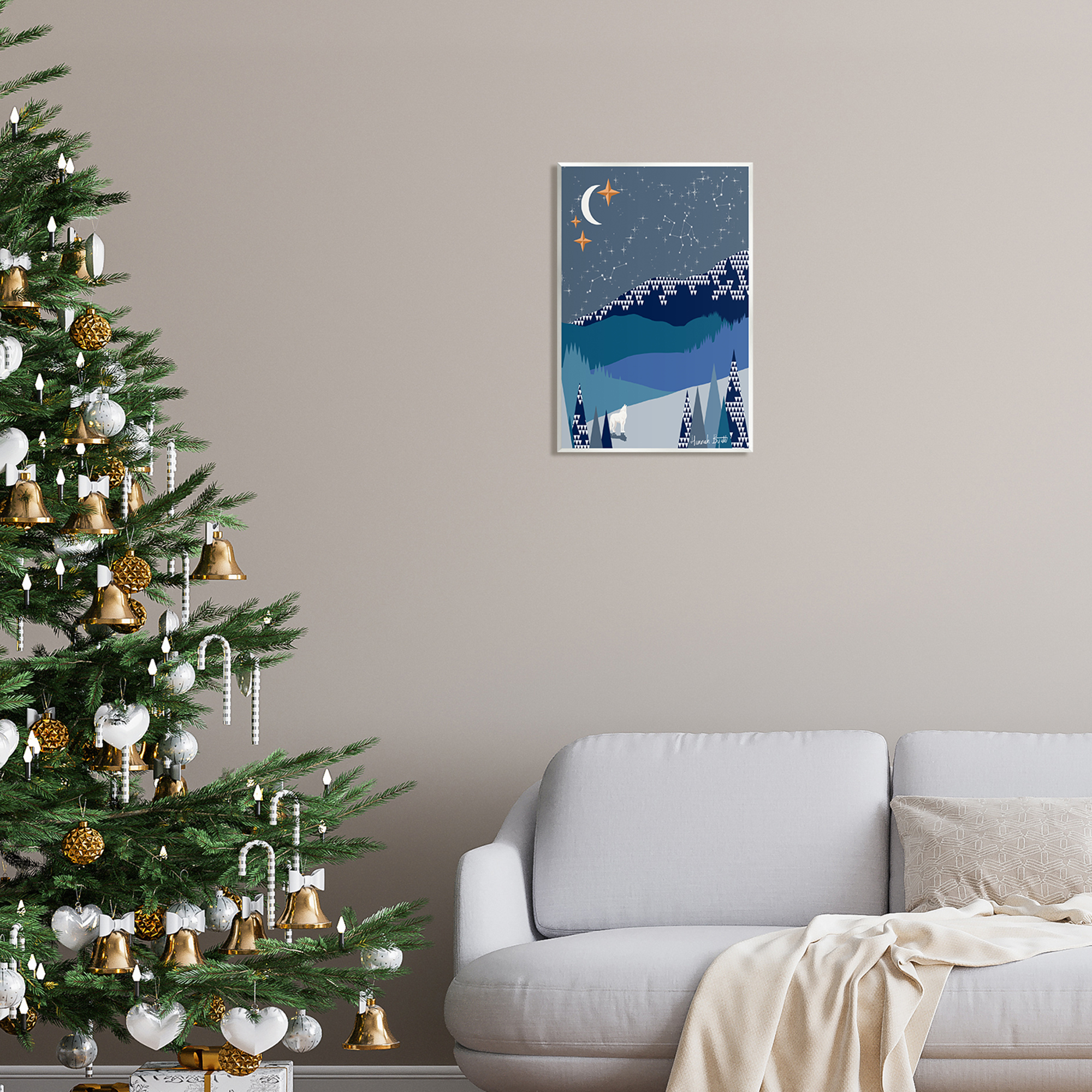 Stupell Industries Winter Night Landscape Holiday Painting Unframed Art Print Wall Art, 13 x 19