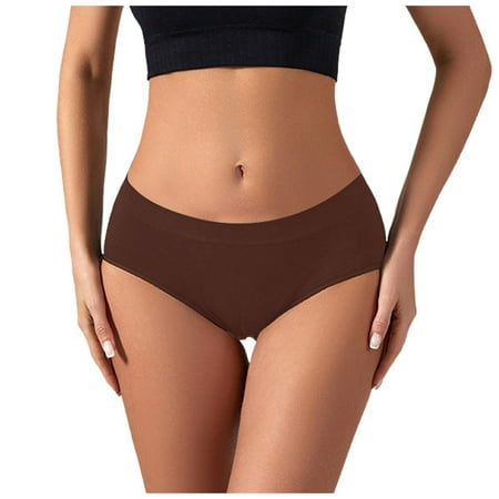 GHSOHS Womens Underwear Panty Panties for Women Tummy Control Underwear Women s Seamless Breathable Pure Cotton Crotch Low Waist Glare Bottom And Solid Seamless Triangle Pants Coffee Briefs Unde XL