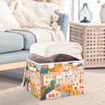 thumbnail image 3 of Yayeee Collapsible Storage Bin with Lid Fabric Closet Decorative Basket with Handles, Orange Cityscape Painting, 3 of 7