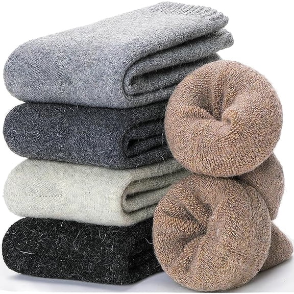 Fu997 Merino Wool Socks for Women Hiking Thermal Warm Winter Thick Boot Cozy Crew Comfy Work Socks for Ladies 5 Pairs