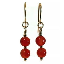 K-KED 8mm Carnelian Earrings, Earrings for Women with Natural Gemstone Beads