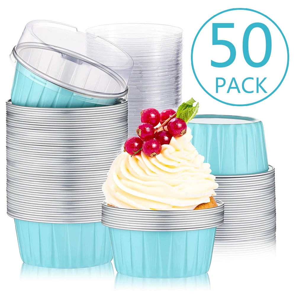 Cupcake Cups with Lids, 50Pack Disposable Dessert Cups, 120ml with