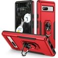 thumbnail image 1 of KOMI pour Google Pixel 7 Pro, Étui avec Protecteur d'Écran, Béquille Anneau Réglable à 360 Intégré, Armure de Protection Militaire Antichoc - Rouge/noir, 1 of 5