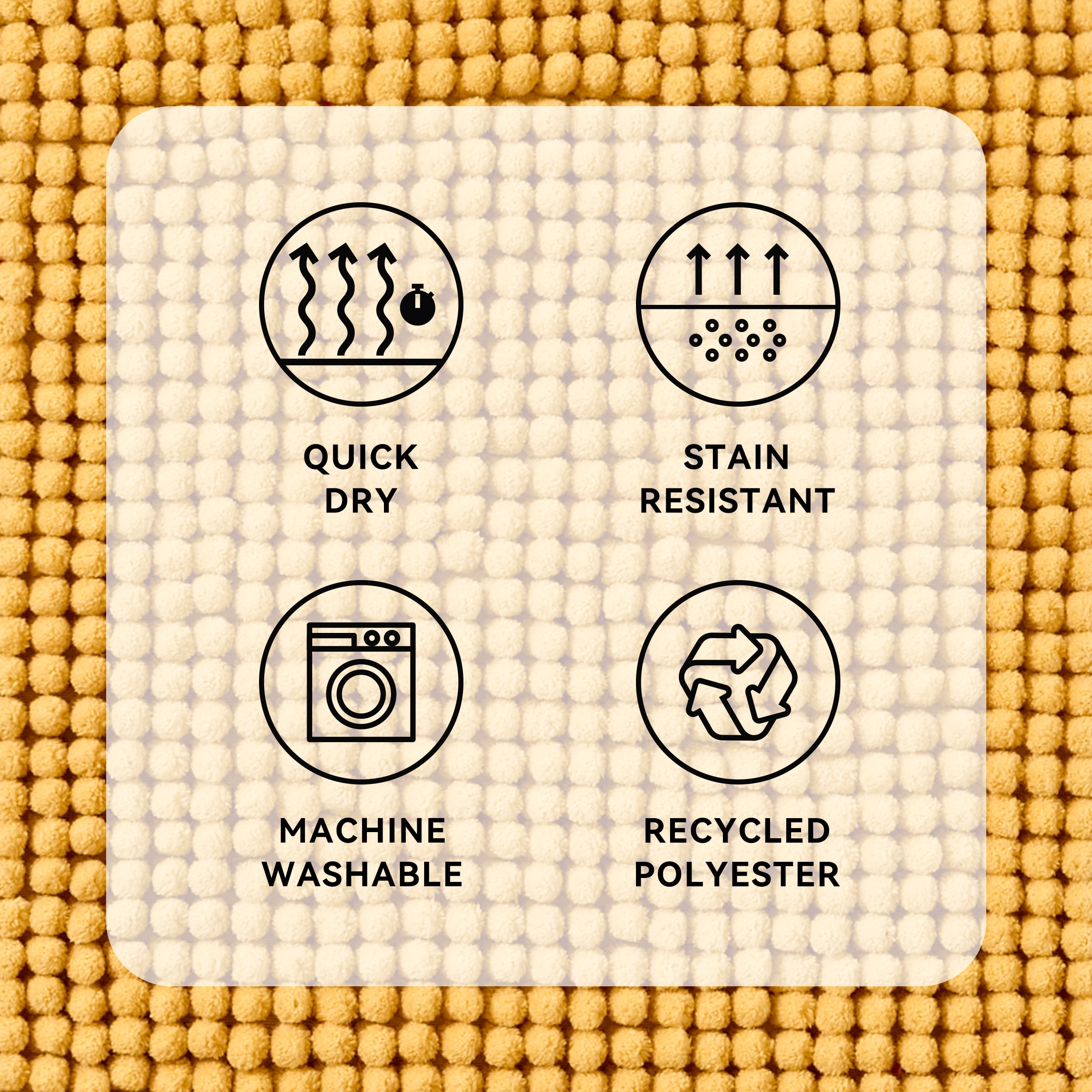 Mainstays Performance Foam Noodle Bath Rug, 17 x 24, Yellow