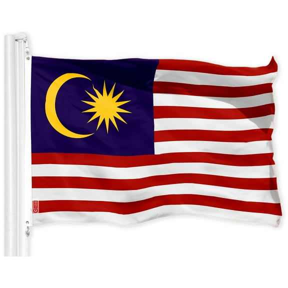 G128 Malaysia Malaysian Flag | 3x5 Ft | Printed 150D Polyester - Indoor/Outdoor, Vibrant Colors, Brass Grommets, Quality Polyester, Much Thicker More Durable Than 100D 75D Polyester