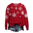 thumbnail image 2 of Women's Christmas Printed Crewneck Sweatshirt, Funny Long Sleeve Casual Pullover Top, Weekend Lounge Holiday Graphic Sportswear,Red,M, 2 of 5