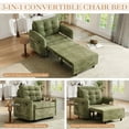 thumbnail image 4 of Muumblus 3-in-1 Convertible Chair Bed, 80" Extra Long Sleeper Lounge Chair with USB & Storage, Pull Out Sofa Bed for Living Room, Apt., Green Chenille, 4 of 9