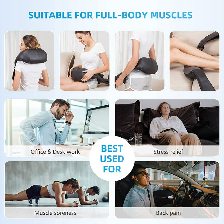 Comfier Shiatsu Shoulder & Neck Massager with Heat, 4D Deep Kneading Back  Massager Gifts for Men Women 
