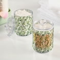 thumbnail image 2 of Yayeee 2 Pack Qtip Holder Bathroom Cotton Swab Canister with Lid Clear Dispenser Set, Green Leafy Pattern, 2 of 6