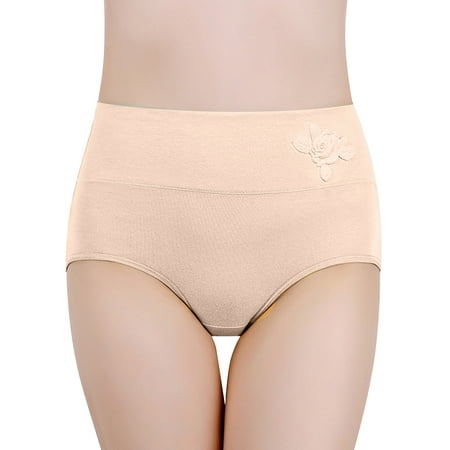 

3PCK Women S Panties Pure Cotton Large Size Abdominal Solid Color 3D Embossed High Waist Underwear Women