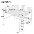 thumbnail image 3 of Queen Size Metal Loft Bed with Desk, Sturdy Noise-Free High Loft Bed with Power Outlet and LED Lighted, Safety Guardrails, pace-Saving Loft Bedframe for Adults, Teens, White, 3 of 6