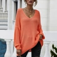 thumbnail image 1 of Aayomet Cardigan For Women Lightweight Women's Long Sleeve Waffle Knit Sweater Crew Neck Solid Color Pullover Jumper Tops,Orange XL, 1 of 5