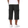 thumbnail image 6 of Nestiefly Long Cargo Shorts for Men Below Knee Waffle Drawstring Capris Pants Elastic Waist Lightweight Summer Resort Wear Black XL, 6 of 8