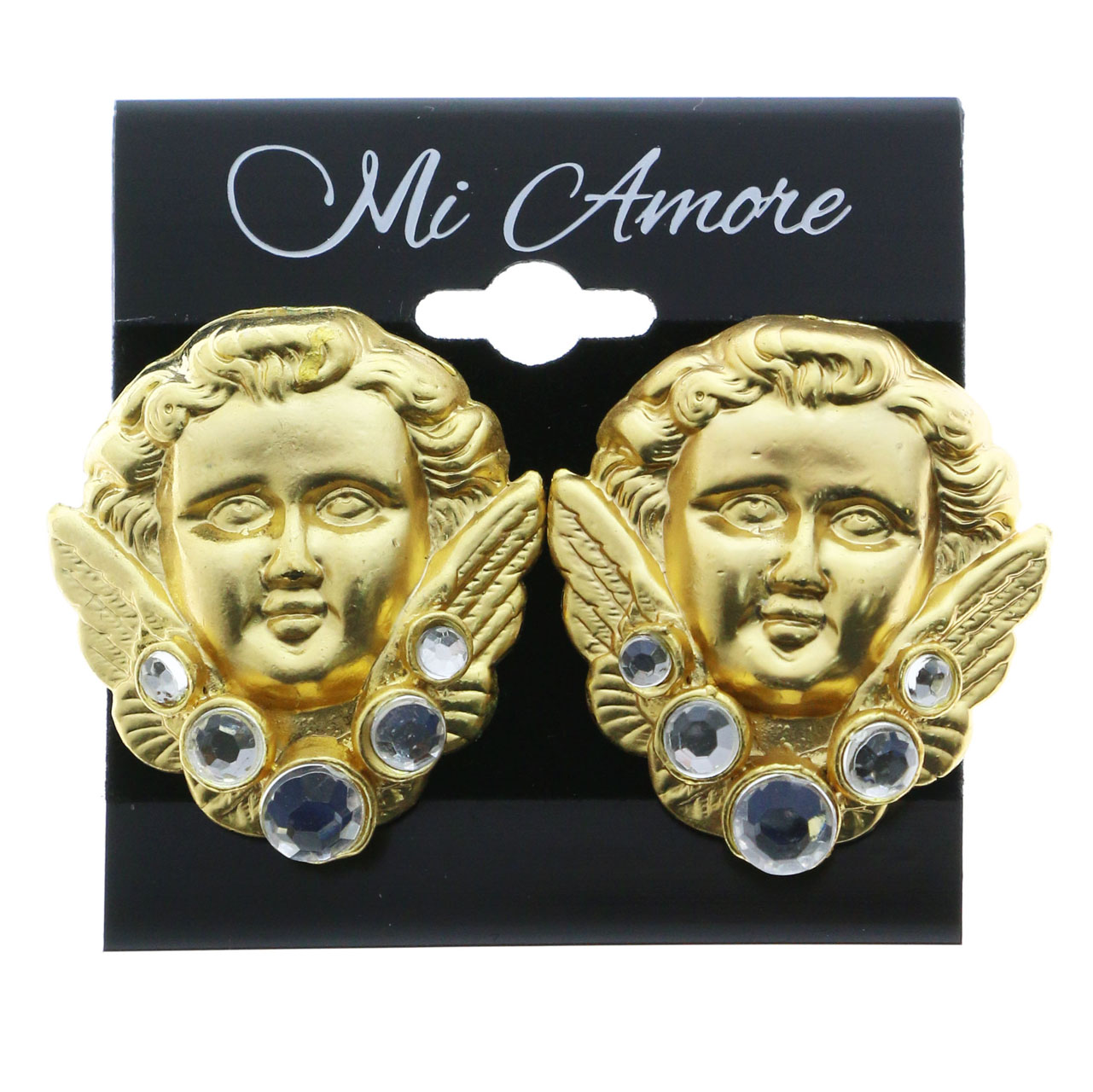 Mi Amore Crystal Accents Cherub Clip-On-Earrings Gold-Tone - image 2 of 2