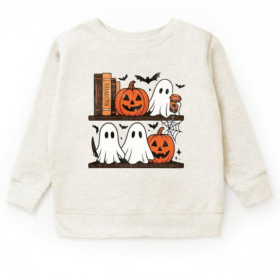 Halloween Bookshelf Ghosts - Toddler Graphic Sweatshirt and Youth Graphic Sweatshirt