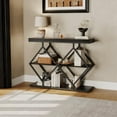 thumbnail image 2 of 3-Tier Entryway Table, Industrial Console Sofa Table with Storage, Accent Table with Open Shelves, Diamond-Shaped Metal Frame, Foyer Table for Entryway, Hallway, Black, 2 of 9