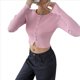 thumbnail image 2 of Blusa de Larga para Mujer, Cárdigan de Otoño, Camisa Corta con Cuello Abotonado Acanalado, Moda. Rosa S, 2 of 7