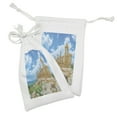 thumbnail image 2 of Sicily Fabric Pouch Set of 2, Building of Juno Photo with Cloudy Sky Historical Roman Heritage, Small Drawstring Bag for Toiletries Masks and Favors, 9" x 6", Multicolor, by Ambesonne, 2 of 2