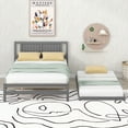 thumbnail image 2 of CoSoTower Full Size Platform Bed with Adjustable Trundle, Gray, 2 of 9