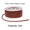 thumbnail image 2 of Unique Bargains Nylon Thread Twine Beading Cord 3mm Extra-Strong Braided Nylon Crafting String 4M/13 Feet, Saddle Brown, 2 of 7