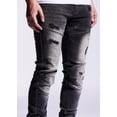 thumbnail image 5 of Crysp Denim Men's Bart Moto Distressed Rips Skinny Fit Stretch Denim Jeans (38, Black Wash), 5 of 5