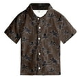 thumbnail image 3 of FAOWME Child Beach Leisure Loose Comfortable Trendy Comfortable Boys Collar Button Open Shirt Short Sleeve Shirt Brown 8-9 Years, 3 of 3