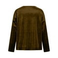 thumbnail image 6 of Cowl Neck Velvet Tops for Women Trendy Pleated Long Sleeve Shirts Casual Basic Blouses Spring Summer Going Out Clothing, 6 of 8