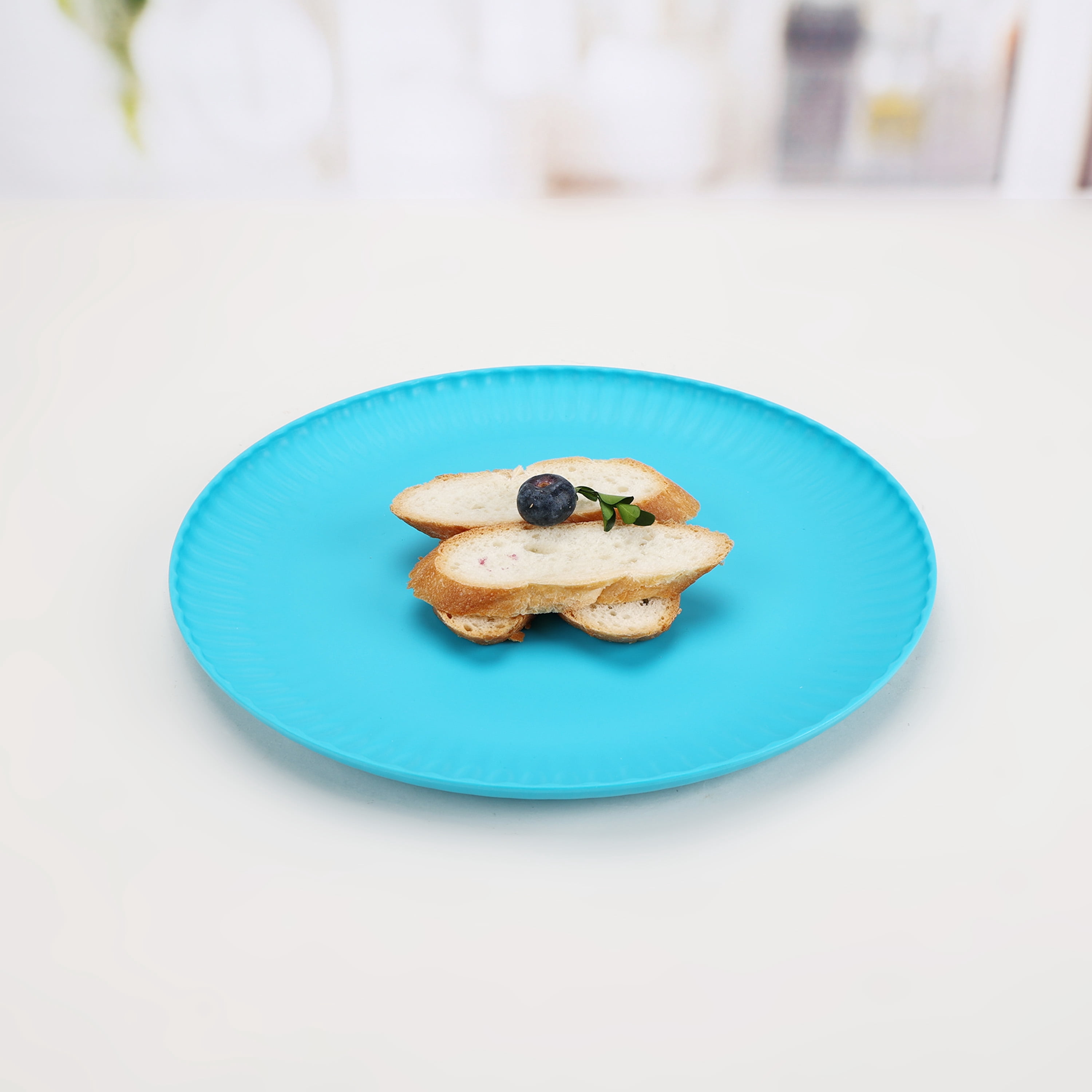 Mainstays Round Plastic Ribbed Plate, 10.5", Blue