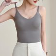 thumbnail image 3 of fatyb Women's Camisole with Built in Bra Comfy Padded Undershirts Adjustable Spaghetti Strap Tan Tops, 3 of 6