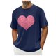 thumbnail image 1 of Tops para hombre, blusas y camisas de cuello redondo y manga corta para hombre. Camiseta/camisa informal de cuello redondo y manga corta con estampado de corazones para hombre. Tops de poliéster para, 1 of 4