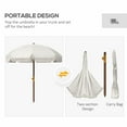 thumbnail image 6 of Outsunny 6.2' Beach Umbrella, Ruffled Outdoor Umbrella with Vented Canopy, Carry Bag, Light Gray, 6 of 9