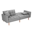 thumbnail image 4 of Convertible Futon Sofa Bed with 2 Pillows, Upholstered Sofa Sleeper with Adjustable Positions, Living Room Sofa Bed Couch with 5 Solid Wood Legs, Twin Size Sofa for Home Office, Light Grey, 4 of 7