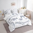 thumbnail image 2 of jejeloiu Sea Animal Sketch 7-Piece Twin Bedding Sets Kids,Ocean Animal Seahorse Jellyfish Bedding Comforter Set,Reversible, 2 of 7