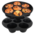 thumbnail image 3 of Molde de silicona para muffins para freidora de aire, horno, olla de 8,4 pulgadas, moldes de silicona reutilizables para hornear gratis, paquete de 2, 3 of 7