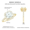 thumbnail image 5 of Rosec Jewels Moissanite Asscher Cut Engagement Ring 3 Carat - 8 mm Moissanite Halo Ring - D-VS1 Quality Certified, 14K Yellow Gold, US 3.50, 5 of 9