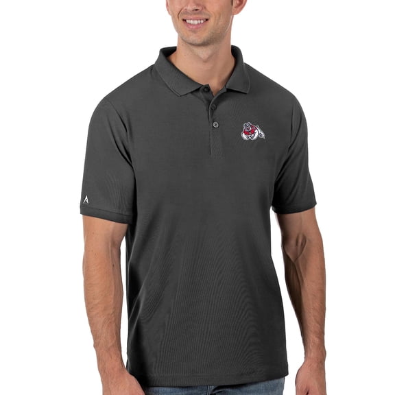 Men's Antigua Anthracite Fresno State Bulldogs Legacy Pique Polo