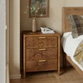 thumbnail image 5 of Farmhouse Nightstand with 3 Drawer, Distressed Wood COZAYH Rustic Accent Dresser, Burl Finish Bedside Table for Bedroom, Entryway, Fully Assembled, Brown, 5 of 9