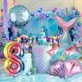 thumbnail image 6 of Mermaid 8th Birthday Decorations - 8Pcs Rainbow Number 8 Balloon, Large Helium Foil Tail Balloon, Seashell Balloons for Party Supplies, 6 of 15