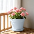 thumbnail image 2 of Imitation Ceramic Plastic Plant Pot with Matching Saucer, Thickened Conical Flower Planter with Drainage Hole for Indoor Outdoor Garden Decor White, 2 of 6