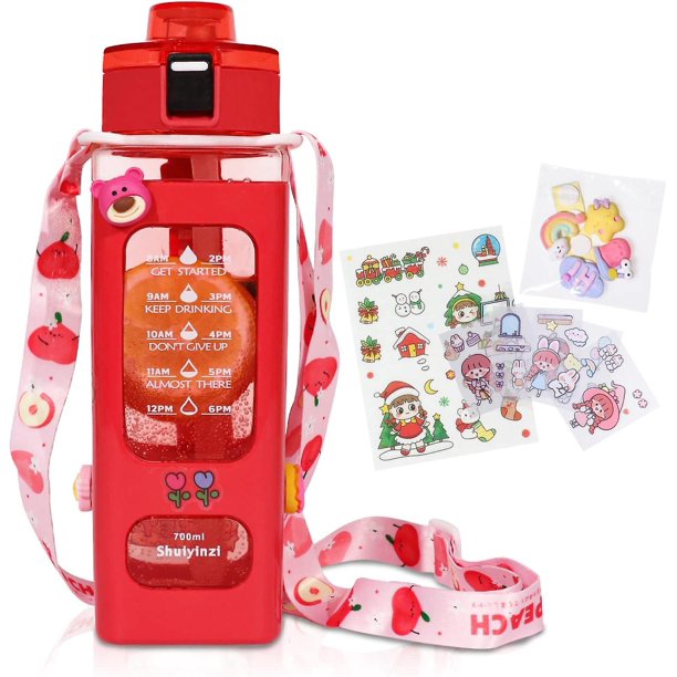 Kawaii Water Bottle For Girls Cute Kids Water Bottles With Straw,cute Water Leak Proof Bottles Portable Leakproof Water Jug For School Gifts For Kids