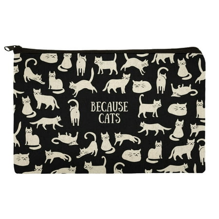 Because Cats Funny Kitties Lounging Around Makeup Cosmetic Bag Organizer Pouch