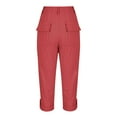 thumbnail image 6 of Stretch Cargo Capris Pants Women Lightweight Cropped Summer High Waist Rolled Hem Outdoor Hiking Trousers with Pockets Casual Breathable Travel Comfort, 6 of 7