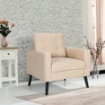thumbnail image 2 of Costway Modern Accent Armchair Upholstered Single Sofa Chair w/ 2-Side Pockets Beige, 2 of 10