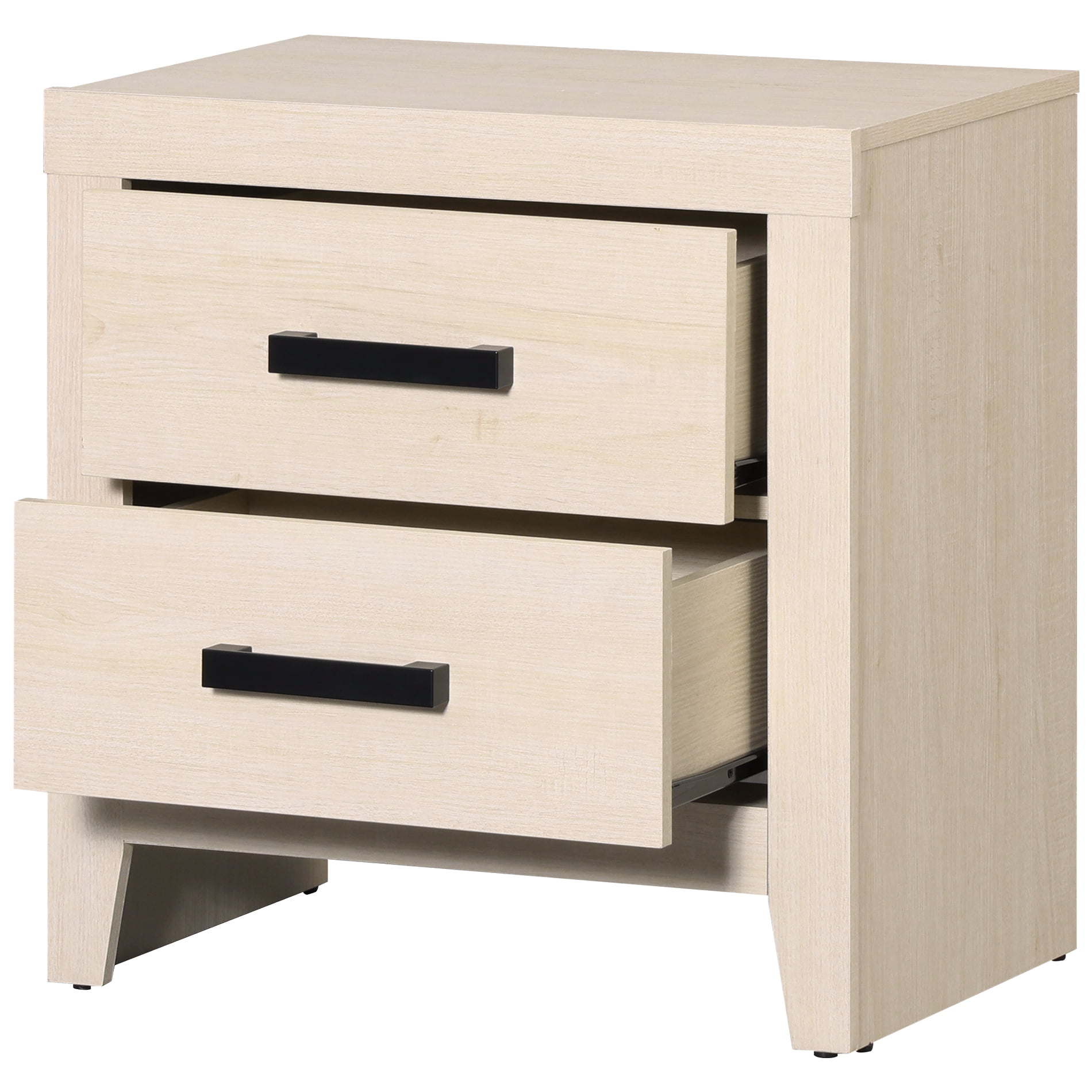 Farmhouse Rustic Wooden Nightstand With 2 Smooth‑Glide Storage Drawers,Solid‑Base Bedside End Table,Multi‑Purpose Accent Side Cabinet For Bedroom,Living‑Room,Beige