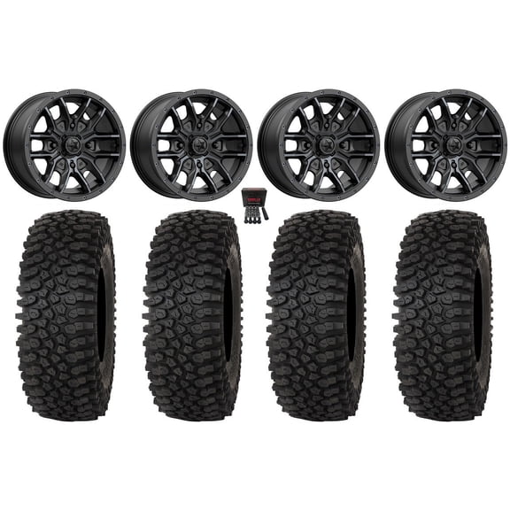 MSA Fang 15" Wheels Black ( 38mm) 35" Roctane STX Tires Can-Am Commander Maverick Renegade Outlander Defender