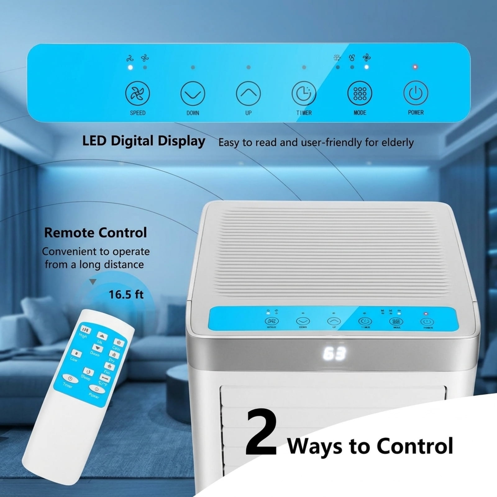 RUIE 8,000 BTU Portable Air Conditioner with Dehumidifier and Fan, White 3-in-1 Cooling Unit Cools up to 230 Sq Ft with Remote Control, 24H Timer & LED Display for Bedroom Office Apartment