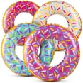 thumbnail image 1 of Inflatable Donuts (Pack of 4) 24 Inch Sprinkle Donut Inflatables, in Assorted Neon Colors, for Summer, Pool ,Beach Party Decorations, Floating Ring for Younger Kids and Toddlers - -, 1 of 7