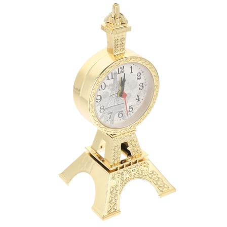 PTOOTP Golden Eiffel Tower Tabletop Clock, Decorative Bedroom Desk Clock, Unique Gift for Home and Office, Elegant Present Idea