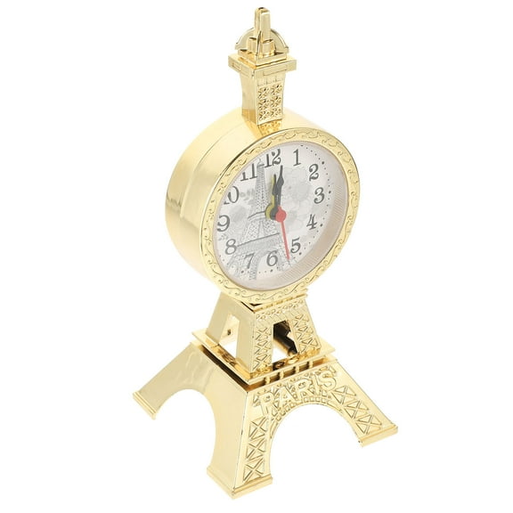 PTOOTP Golden Eiffel Tower Tabletop Clock, Decorative Bedroom Desk Clock, Unique Gift for Home and Office, Elegant Present Idea