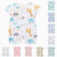thumbnail image 4 of kpoplk Newborn Baby Boy Summer Outfit Romper Letter Embroidery Short Sleeve Jumpsuit Bodysuit Cute Infant Waffle Clothes Size 12-18 Months,Pink, 4 of 4